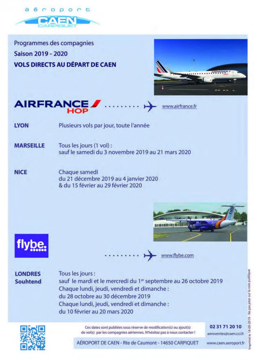 Destinations Aéroport de Caen Carpiquet